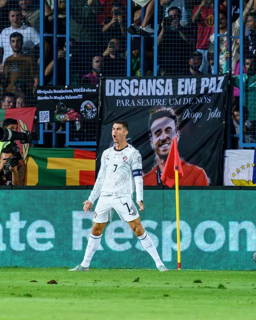 Cristiano Ronaldo by the corner flag, Armenia versus Portugal in Yerevan