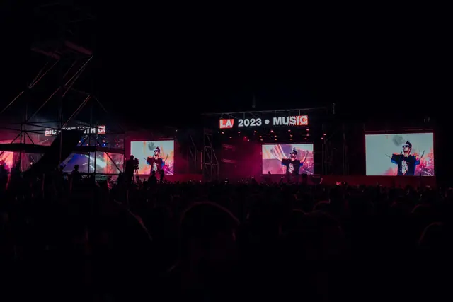 Open-air music festival stage at night, Yerevan 2023